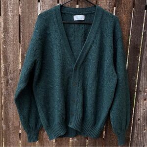 United Color Of Benetton Vintage Shetland Wool Chunky Cableknit Button Cardigan